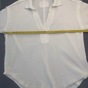 White Textured Short Sleeve Top